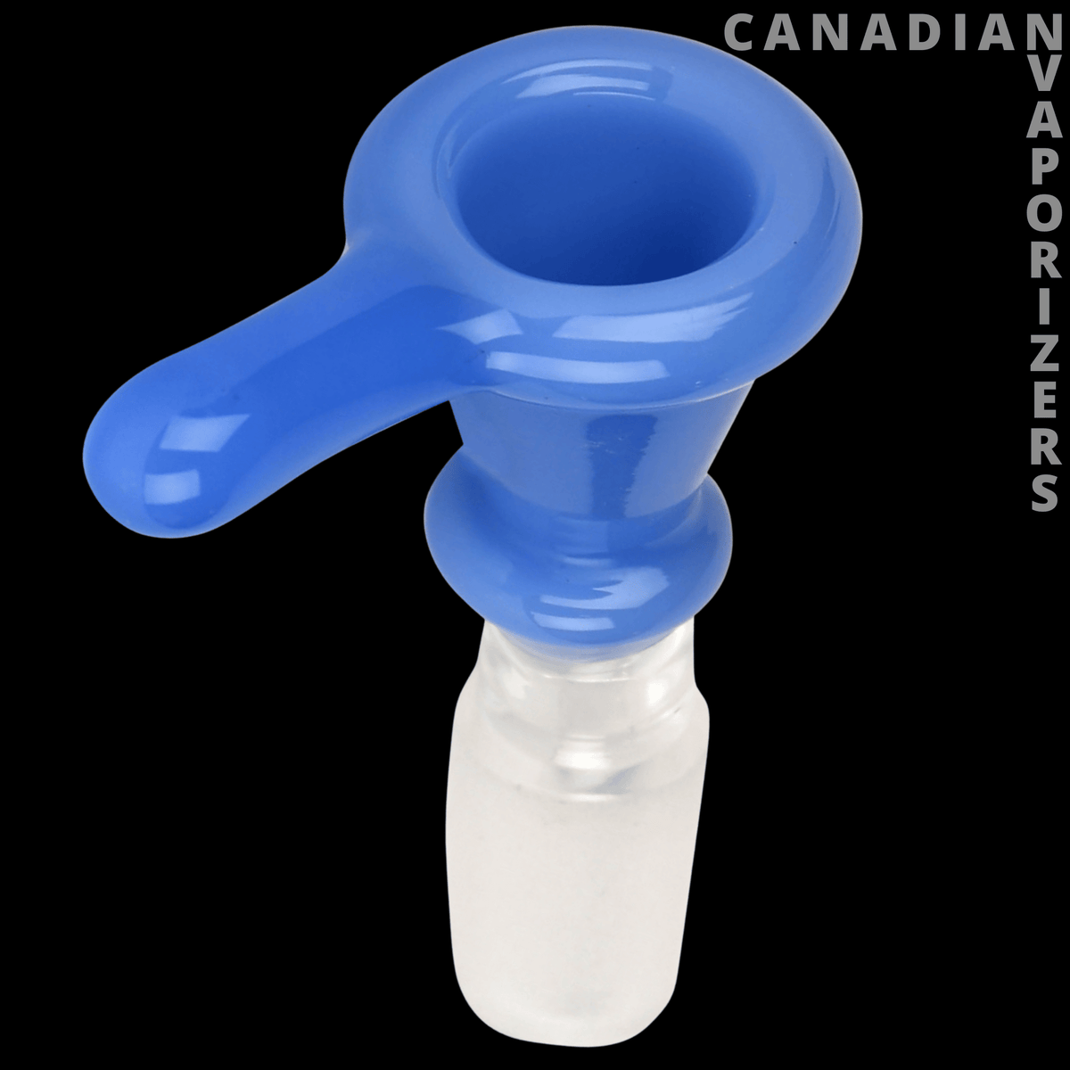 Gear Premium 14mm Thumper Cone Pull-Out - Blue glass 14mm pull-out cone with a wide bowl, flat handle, and frosted joint.