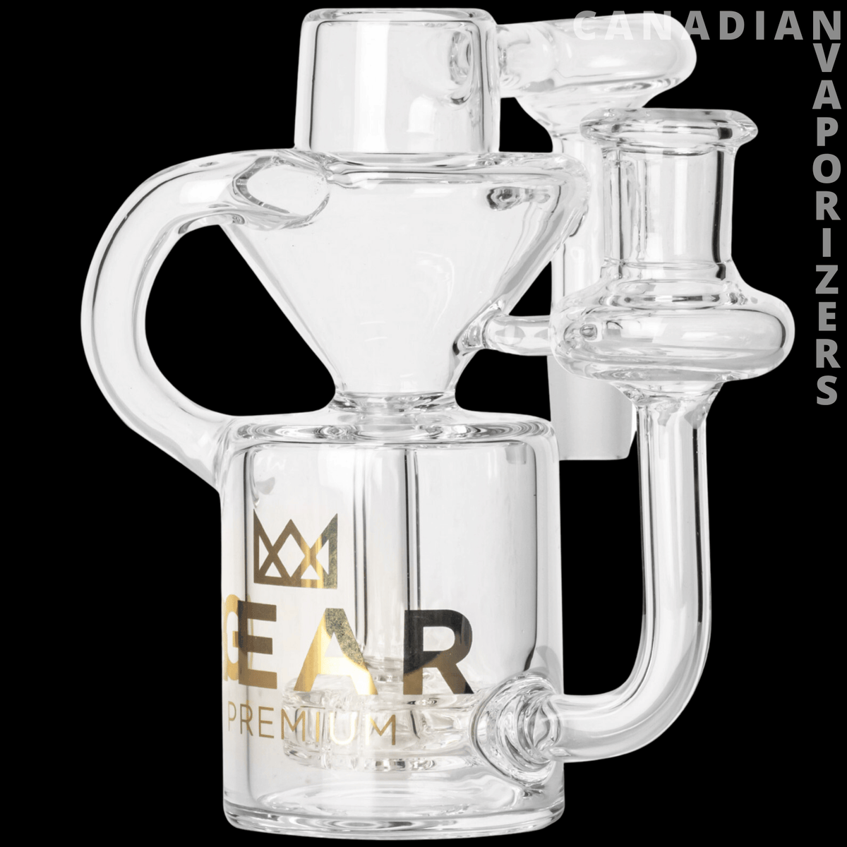 Gear Premium 14mm 5" Recycling Ash Catcher - Clear glass 5-inch recycling ash catcher with 14mm joint and intricate dual-chamber design.