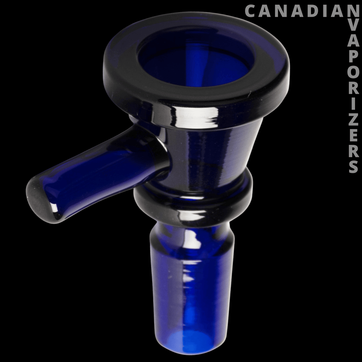 Gear Premium 14mm XL Blaster Cone Pull-Out - Glossy blue glass 14mm pull-out bowl with a wide flared rim and angled side handle.