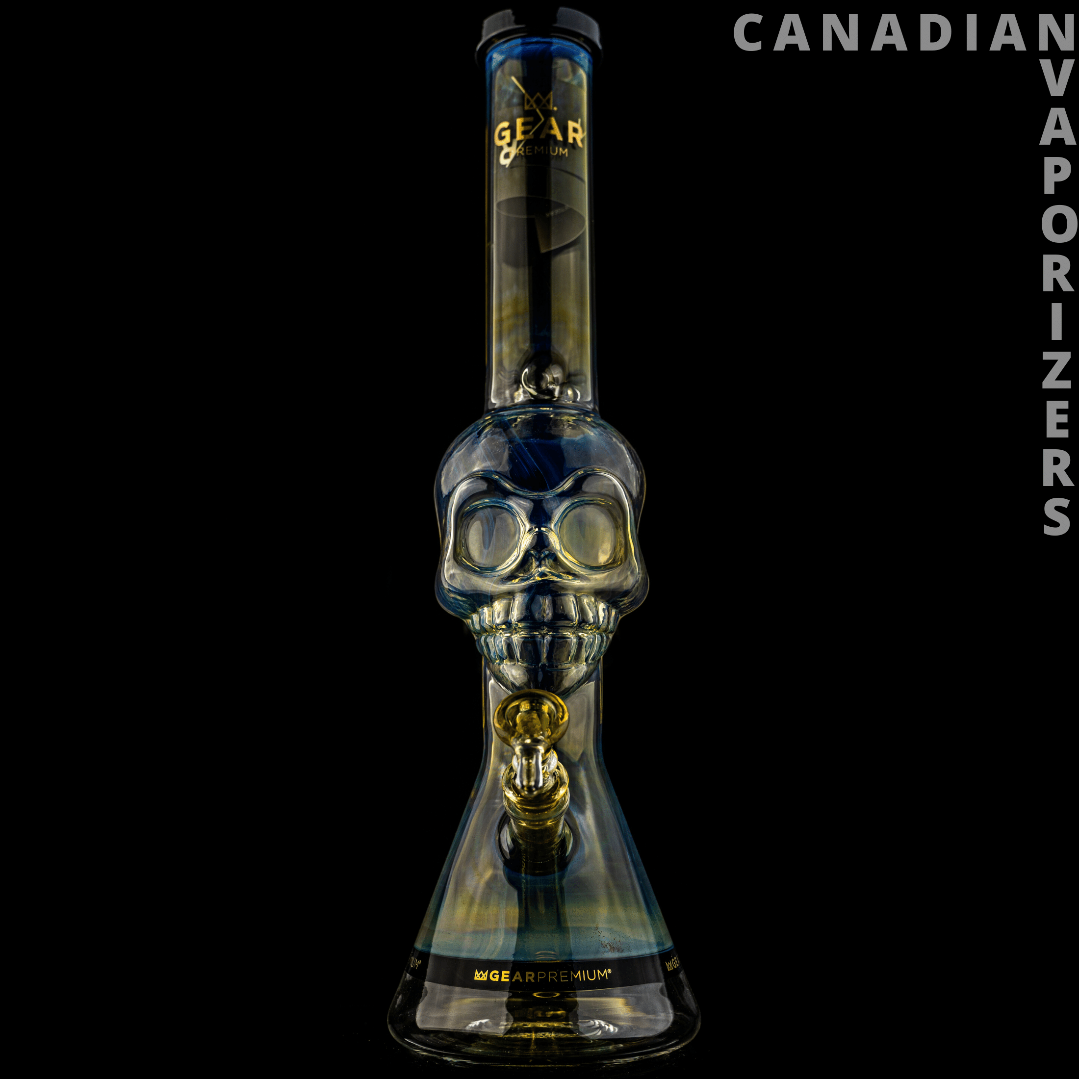 Gear Premium | 18" Tall Tuxedo Skull Beaker w/ Black Accents - Canadian Vaporizers