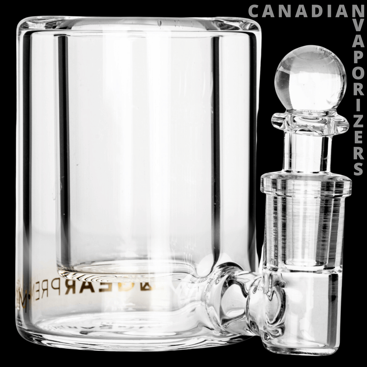 Gear Premium 3" Mini Iso Station - Clear glass 3-inch mini ISO station with a wide cylindrical chamber and fitted ground-glass stopper.