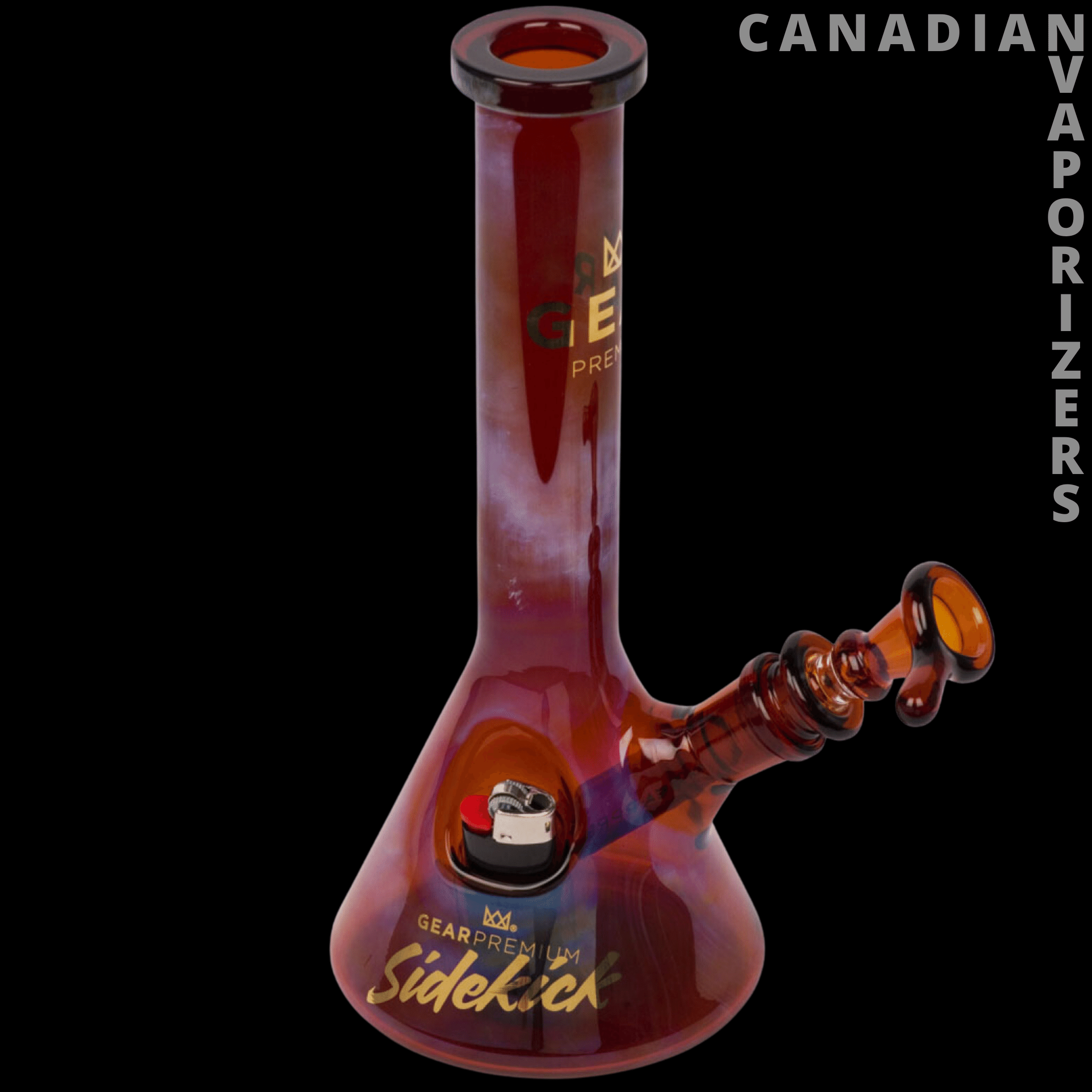 Gear Premium | Color Changing Sidekick 9" Tall Mini Beaker Tube W/Built-In Mini Lighter Holster - Canadian Vaporizers