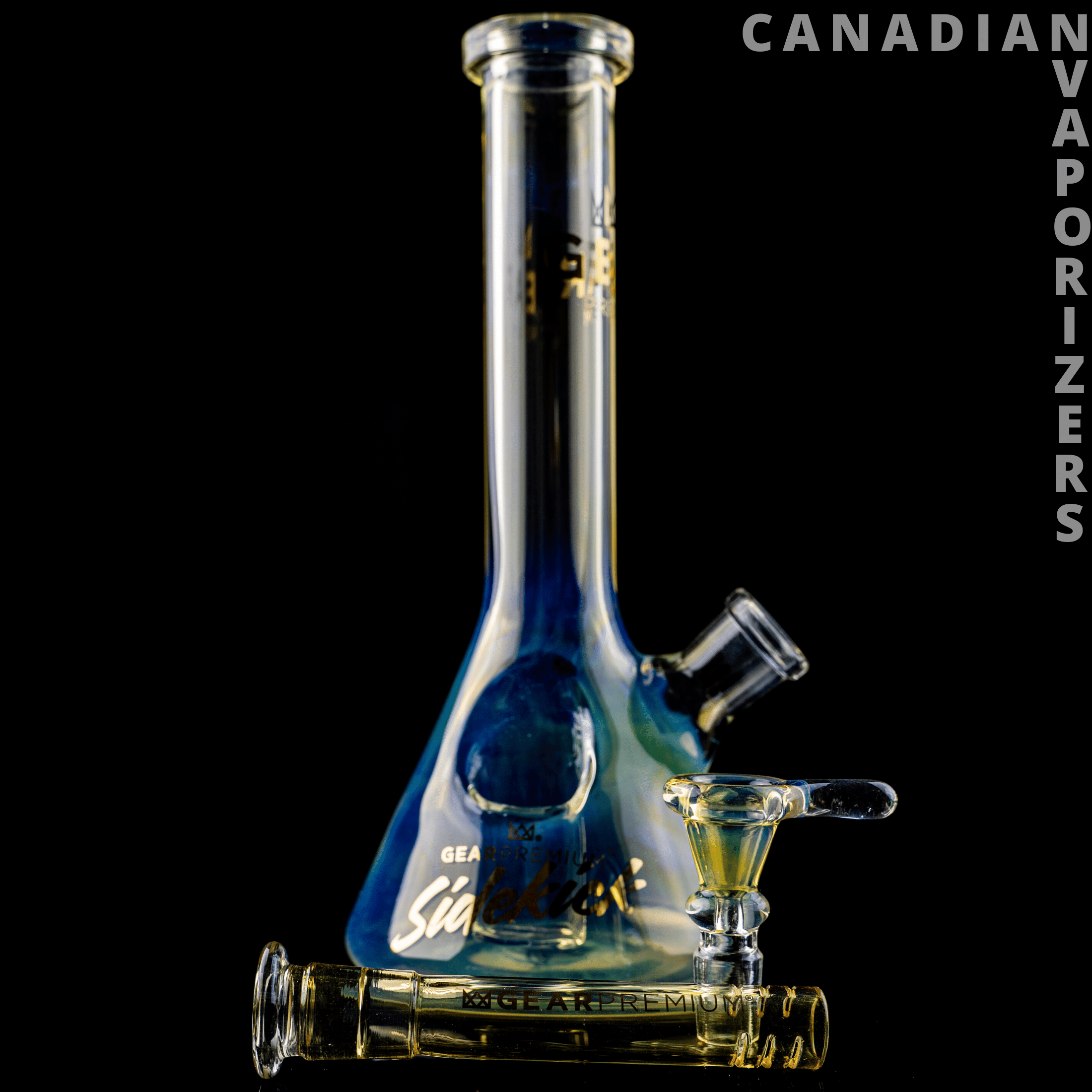 Gear Premium | Color Changing Sidekick 9" Tall Mini Beaker Tube W/Built-In Mini Lighter Holster - Canadian Vaporizers