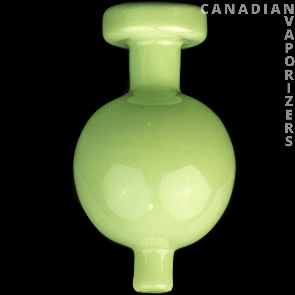 Green Carb Cap - Translucent light green glass carb cap with a rounded body and short flared top and bottom stems.