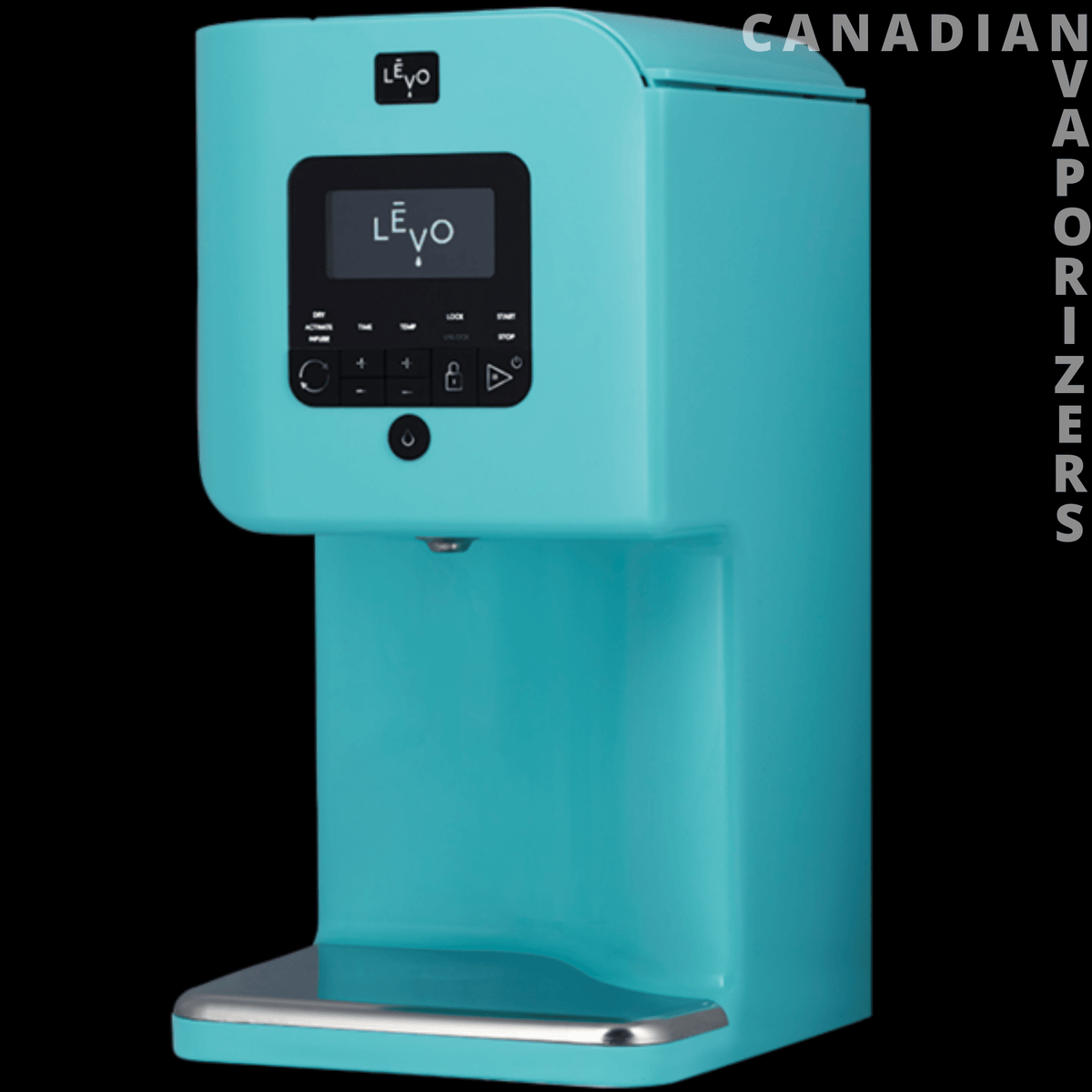 Levo 2 Oil Infuser - Robin blue Levo 2 oil infuser with a digital control panel and silver drip tray.