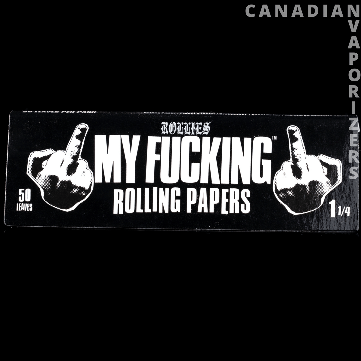 My F*cking Rolling Papers 1¼ - Black 1¼ rolling papers package with bold white lettering, middle-finger graphics, and 50-count label.