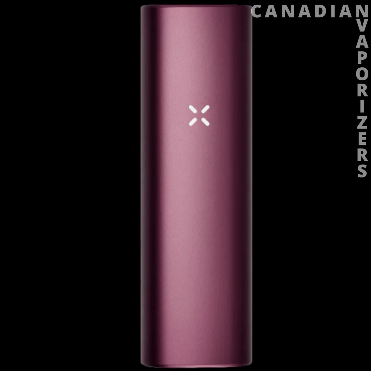 Pax Plus - Slim burgundy Pax Plus vaporizer with a matte finish and small white X-shaped logo.