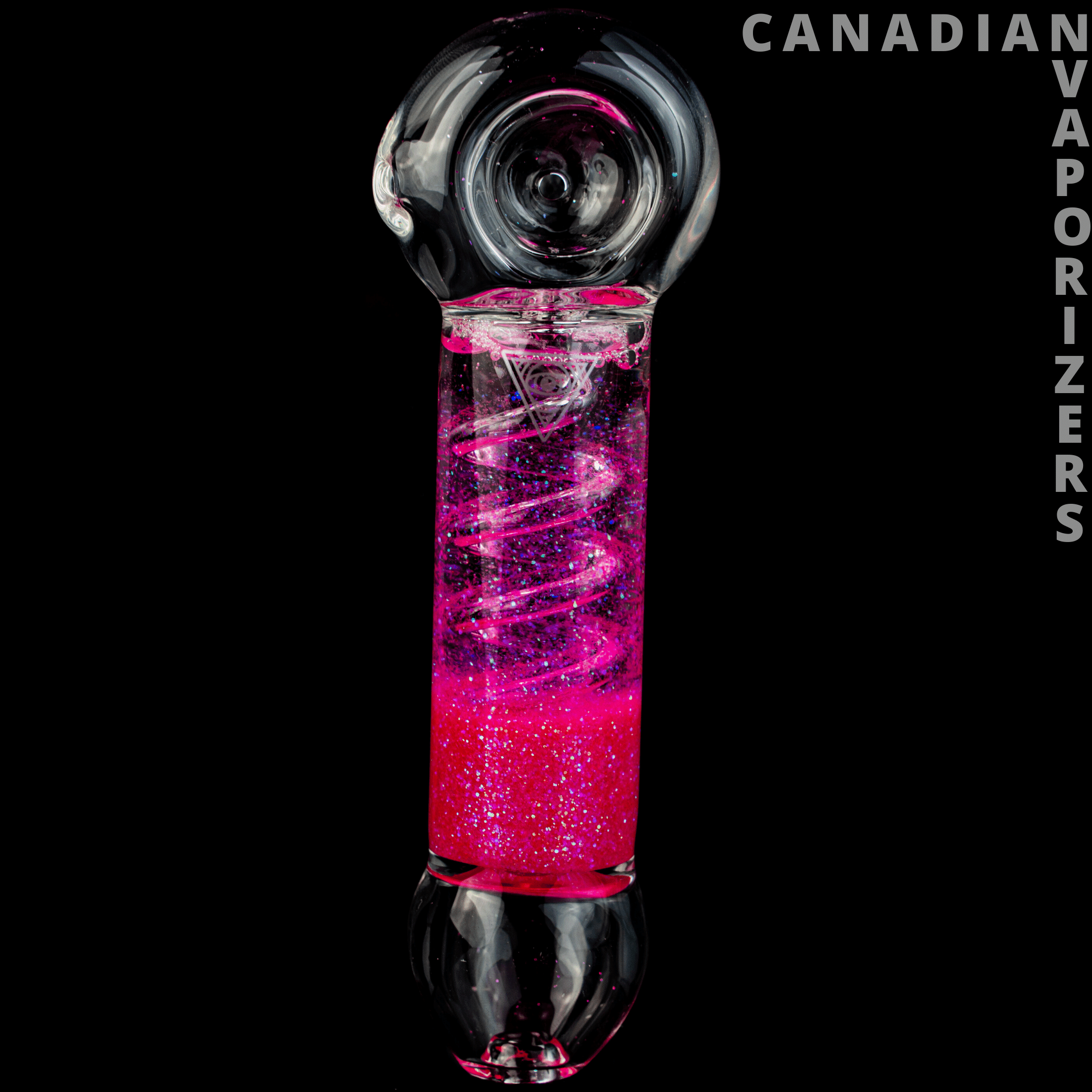 Pink | Red Eye Glass Sparkle Chiller Coil Hand Pipe - Canadian Vaporizers