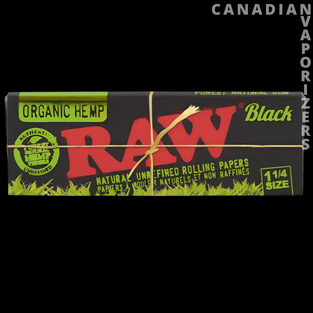 Raw 1¼ Black Organic Rolling Papers (Display of 24) - Canadian Vaporizers
