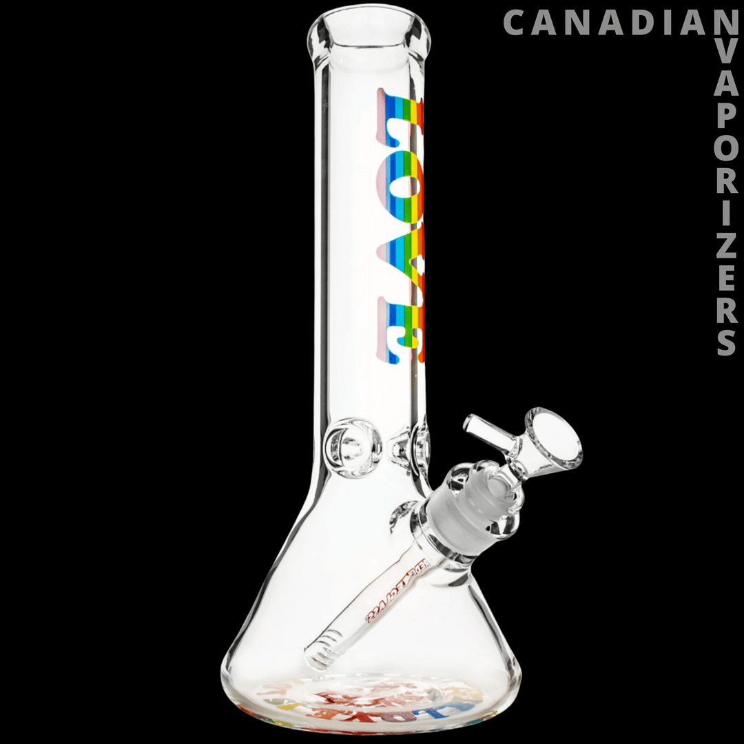 Red Eye Glass 12" 7mm Thick Rainbow Love Beaker Base Water Pipe - Canadian Vaporizers