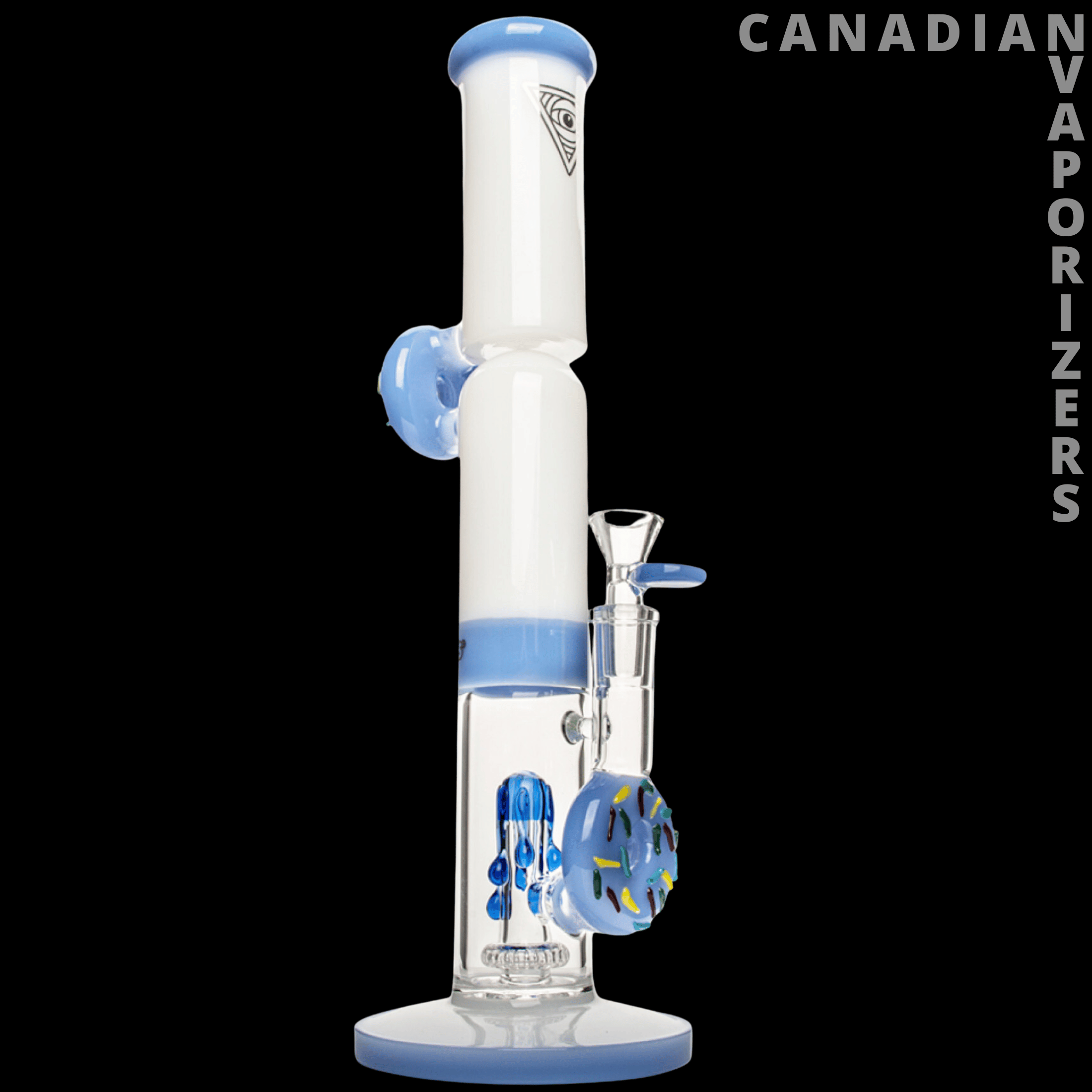 Red Eye Glass 14" Twice Baked Donut Stemless Tube Water Pipe - Canadian Vaporizers
