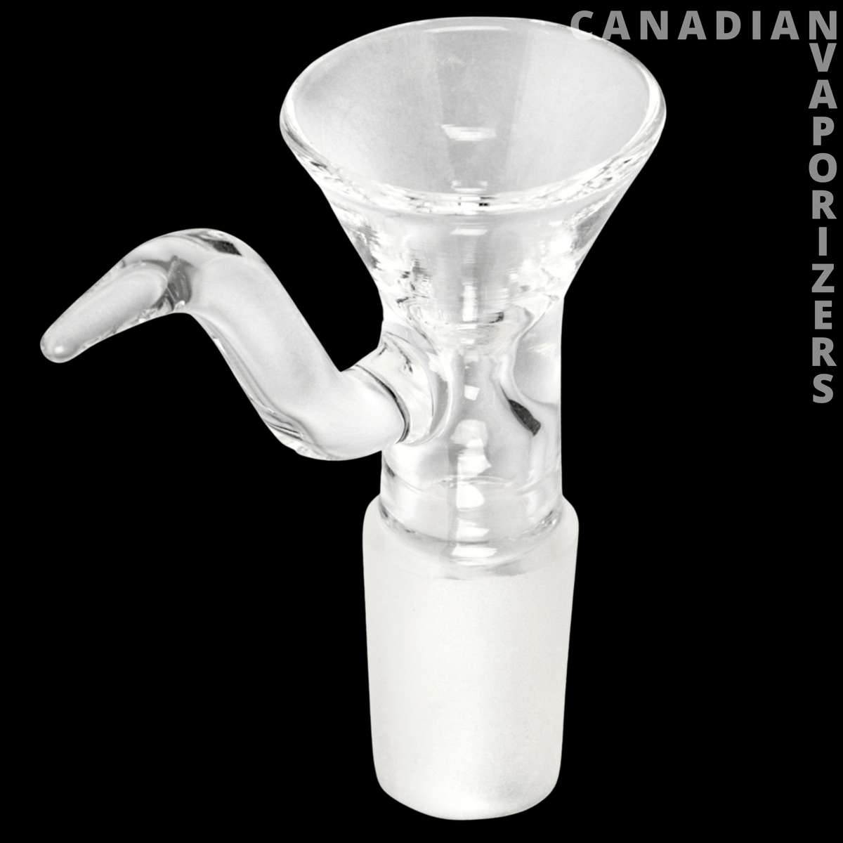 Red Eye Glass 14mm Cone Pull-Out - Clear glass 14mm cone pull-out bowl with a curved side handle and frosted joint.