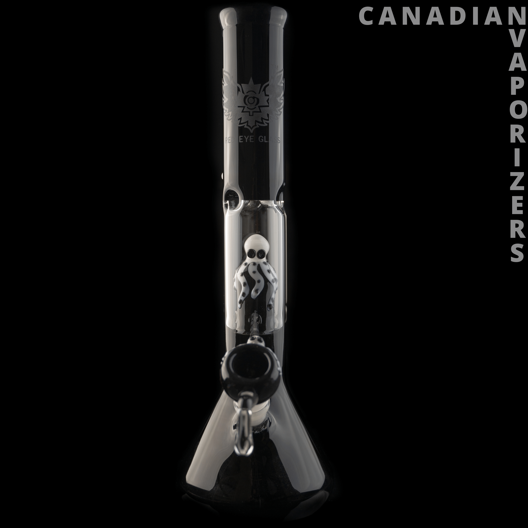Red Eye Glass | 17" Tall Glass-On-Glass Octopus Perc Beaker Tube W/Magnetic Lighter Holder and Octopus Pullout - Canadian Vaporizers