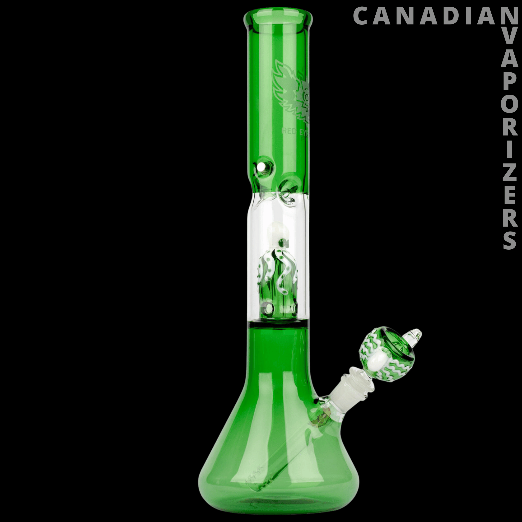 Red Eye Glass | 17" Tall Glass-On-Glass Octopus Perc Beaker Tube W/Magnetic Lighter Holder and Octopus Pullout - Canadian Vaporizers