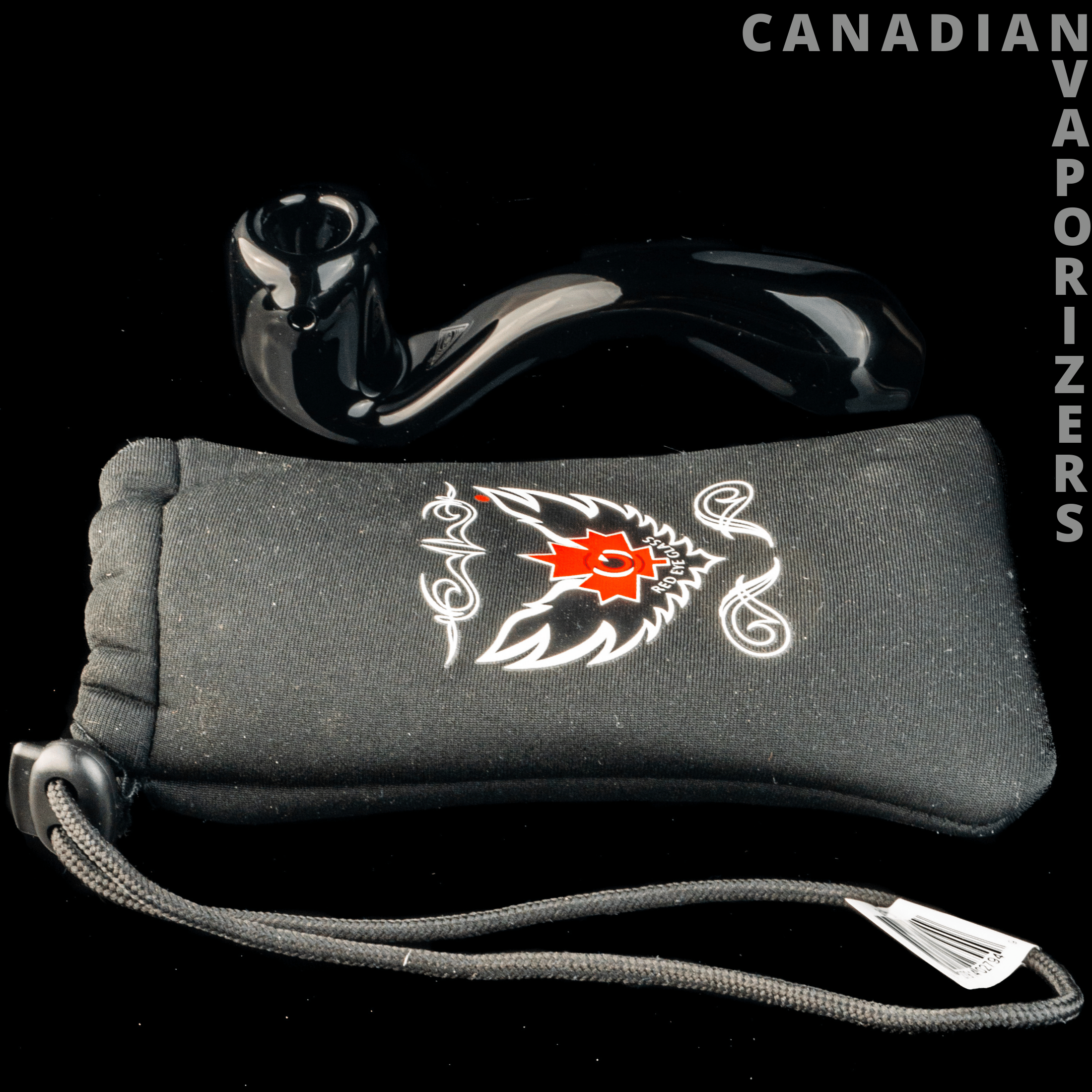 Red Eye Glass 5.5" Sherlock Hand Pipe With Logo - Canadian Vaporizers