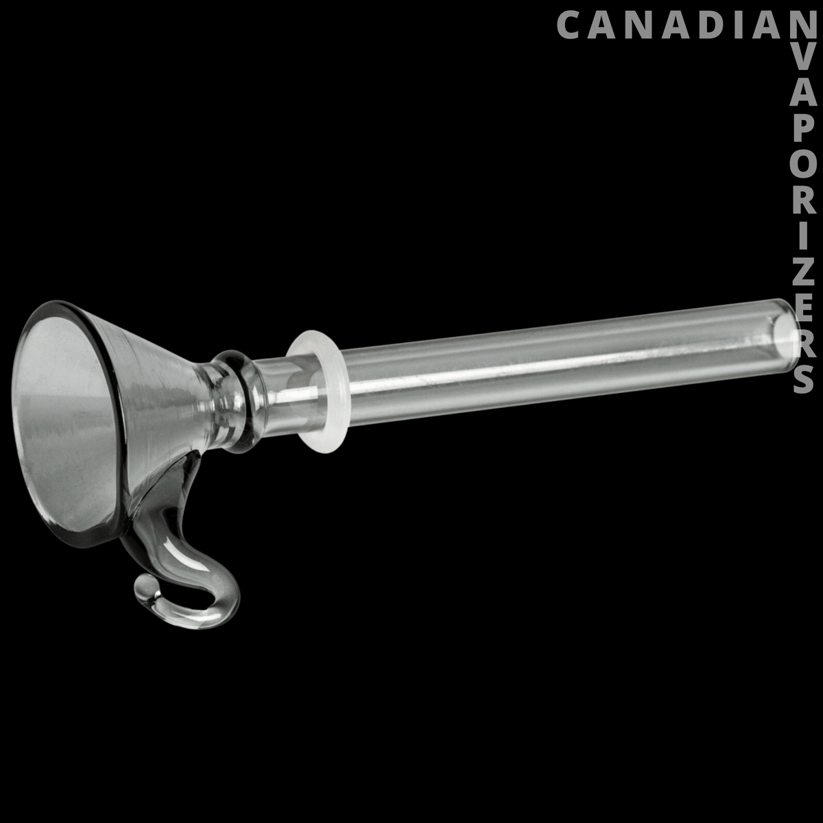 Red Eye Glass 9mm Cone Pull-Out - Clear glass cone pull-out with a flared bowl, long tube, and curved handle.