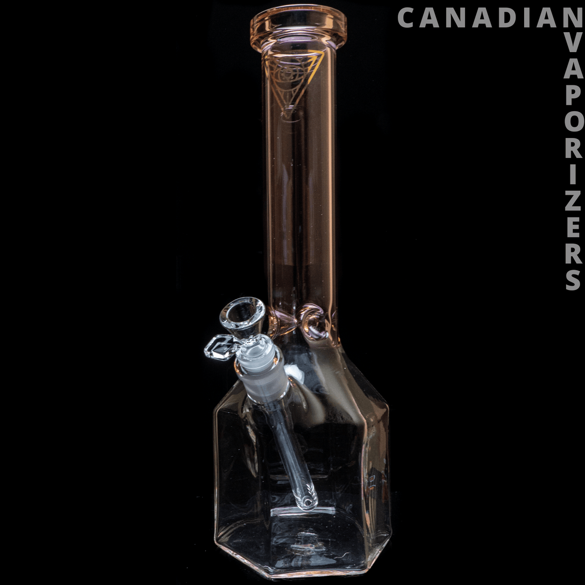 Red Eye Tek | 14" Honeycomb Tube - Clear glass honeycomb water pipe with a tall cylindrical neck, angled joint, and faceted chamber.