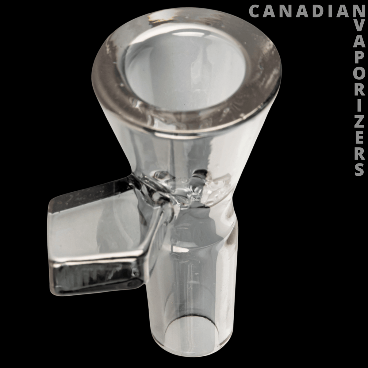 Red Eye Tek 14mm Metallic Terminator Finish Pull-Out - Clear glass 14mm pull-out bowl with a wide flared cup and rectangular side handle.