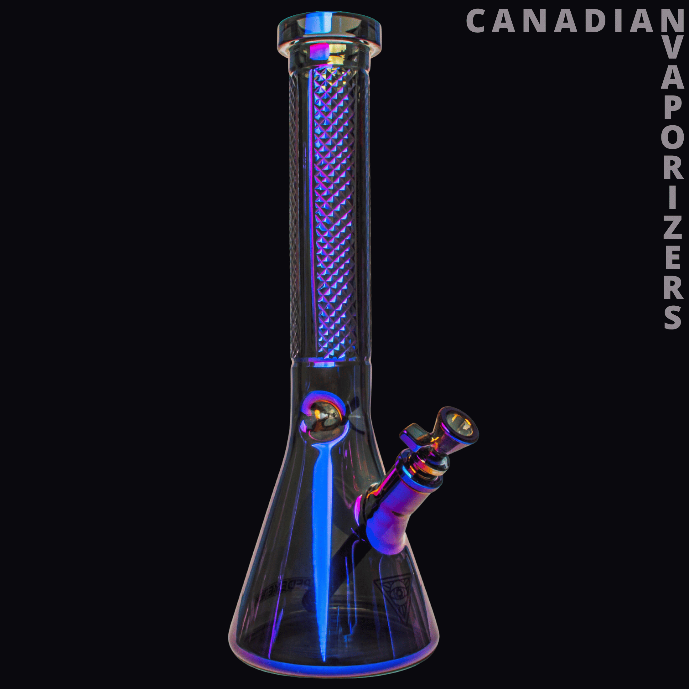 Red Eye Tek 15" 7mm Thick Metallic Terminator Finish Traditions Series Beaker Tube W/Facetted Quarter Pattern Details - Canadian Vaporizers