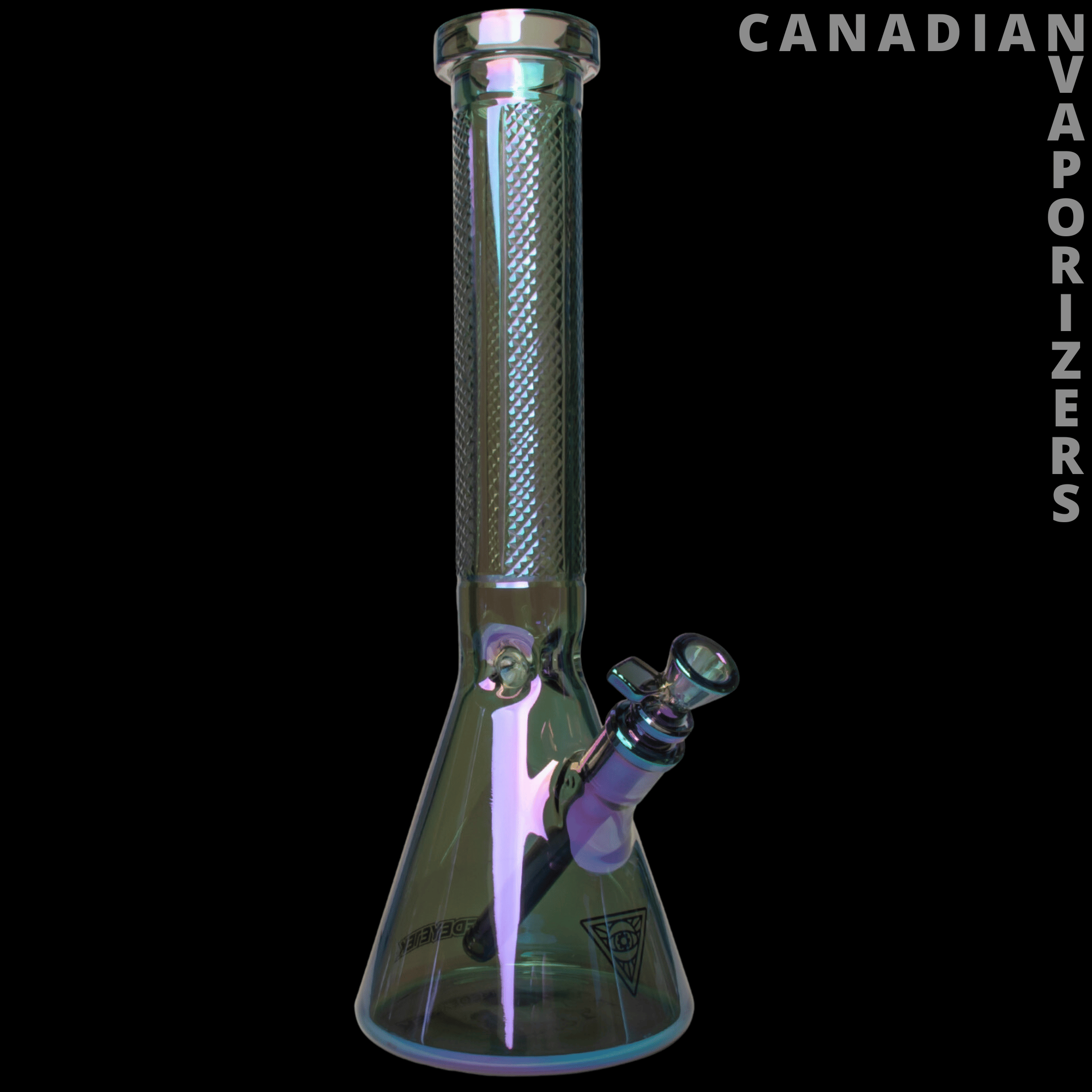 Red Eye Tek 15" 7mm Thick Metallic Terminator Finish Traditions Series Beaker Tube W/Facetted Quarter Pattern Details - Canadian Vaporizers