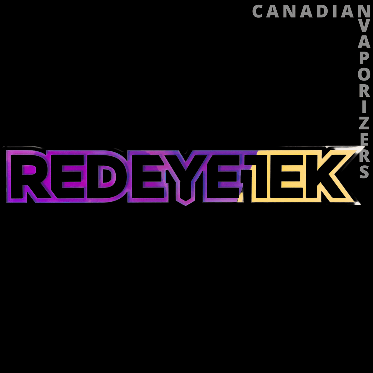 Red Eye Tek 19" x 4" Acrylic Red Eye Tek Store Sign - Red Eye Tek acrylic sign with purple and yellow lettering on a black background.