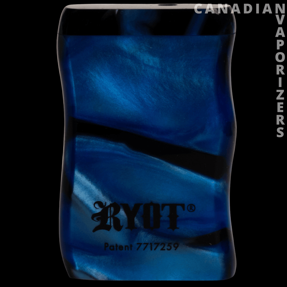 Ryot Short Acrylic Magnetic Dugout - Blue marbled acrylic Ryot short magnetic dugout with a curved shape and black logo.
