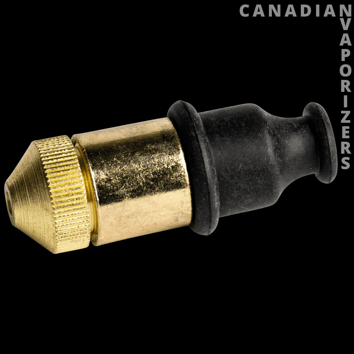 Sneak-A-Toke - Brass Sneak-A-Toke pipe with a knurled gold-tone cap and black rubber mouthpiece.