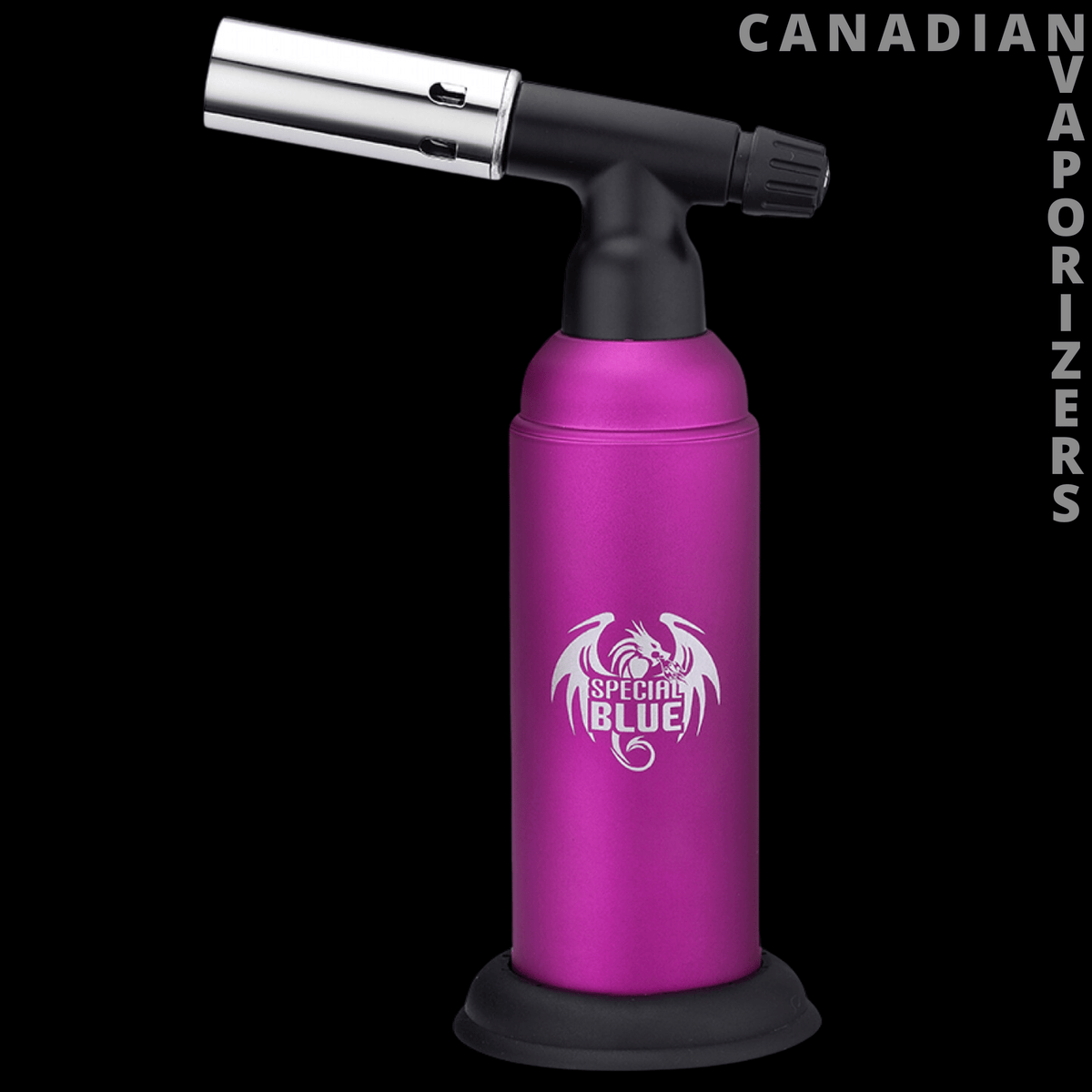 Special Blue Monster Double Torch - Magenta Blue Monster double torch with a silver angled nozzle and black base.
