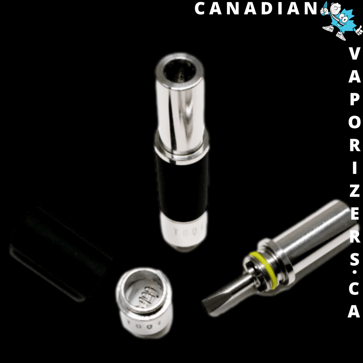 TOQi 510 Wax Catridge - Silver TOQi 510 wax cartridge with a black center band, shown assembled and with the cap removed.