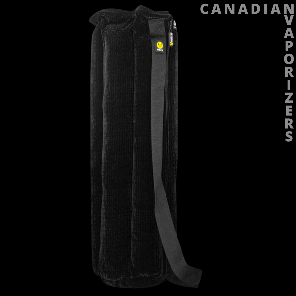 Vatra 24" Tube Pouch (Bong Bag) - Black padded tube pouch with a long shoulder strap and small yellow zipper pull.