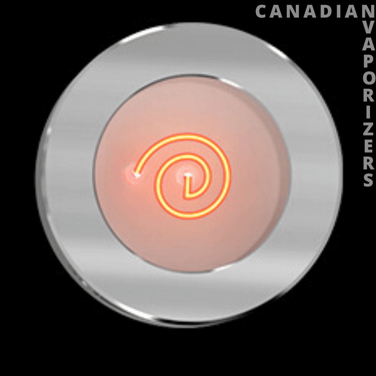 Vivant Dobox Pro Firecore Coils - Round silver-and-rose-gold Firecore coil with an orange glowing power symbol at the center.