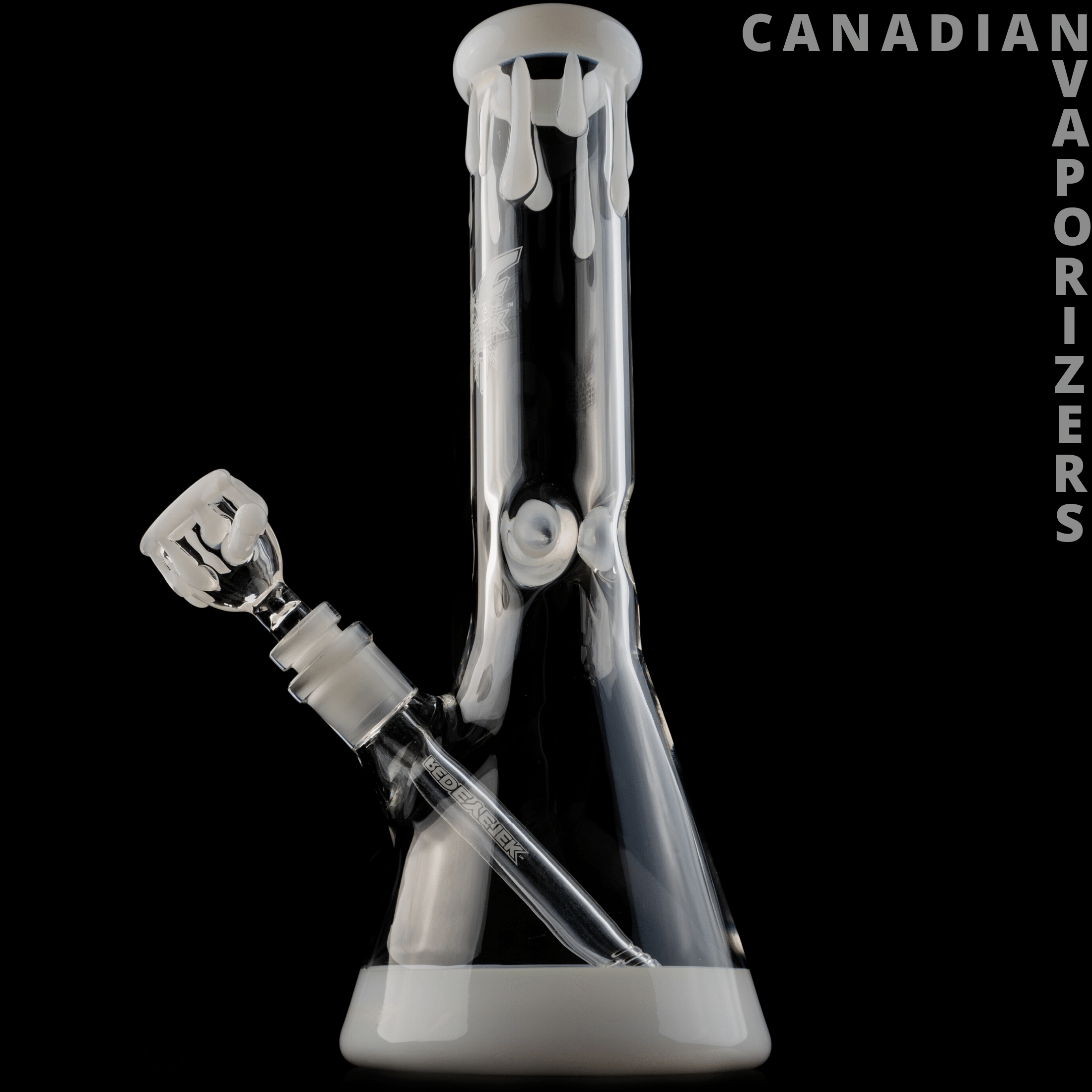 White | Red Eye Tek 12.5 Inch Tall Paint Drip Beaker Tube - Canadian Vaporizers