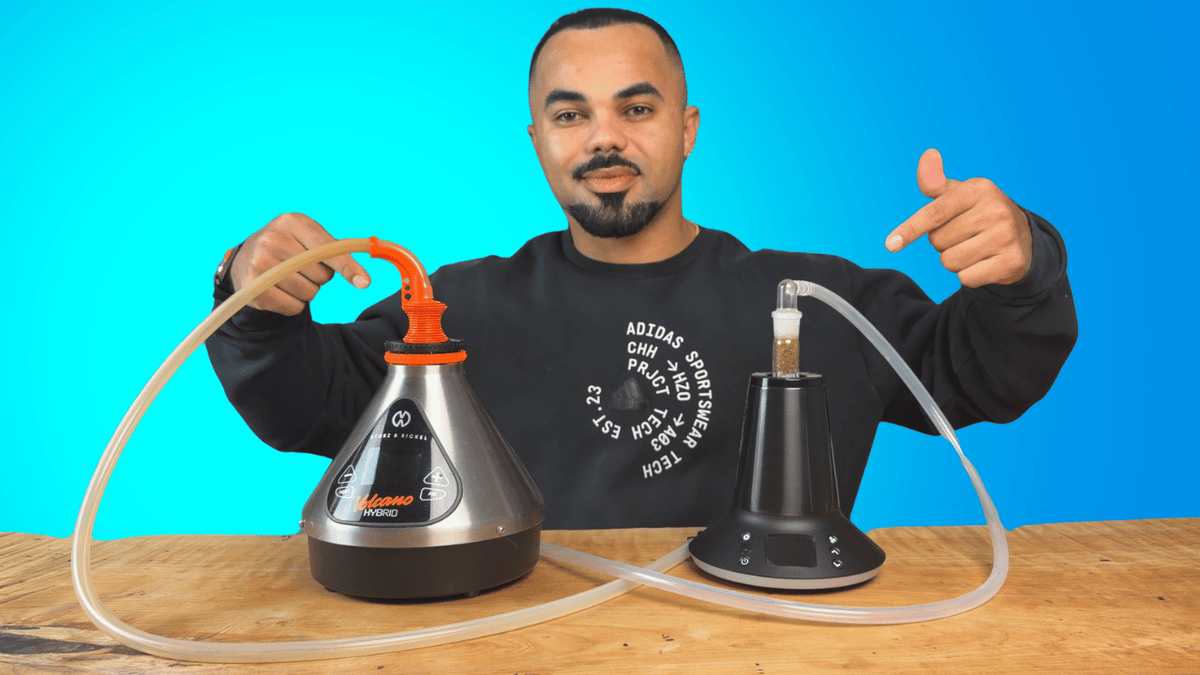 Riley sitting at table with all his best desktop vaporizers