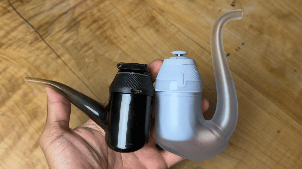 Puffco New Proxy and Original Puffco Proxy Side By Side in hand