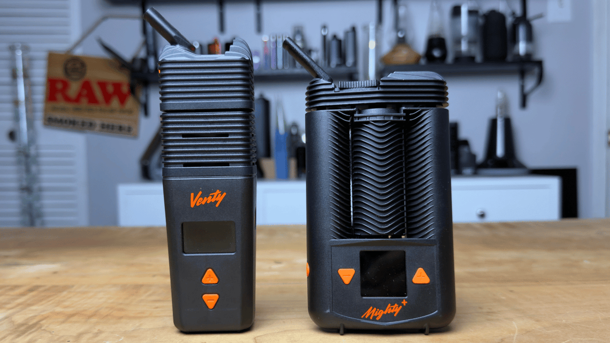 Storz And Bickel Venty And Mighty Plus On Table Side By Side comparison