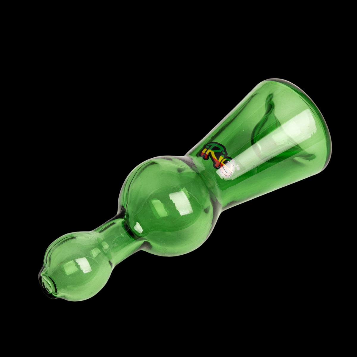 iRie 4.5" Chillum - Translucent green glass chillum pipe with a rounded center and flared mouthpiece.