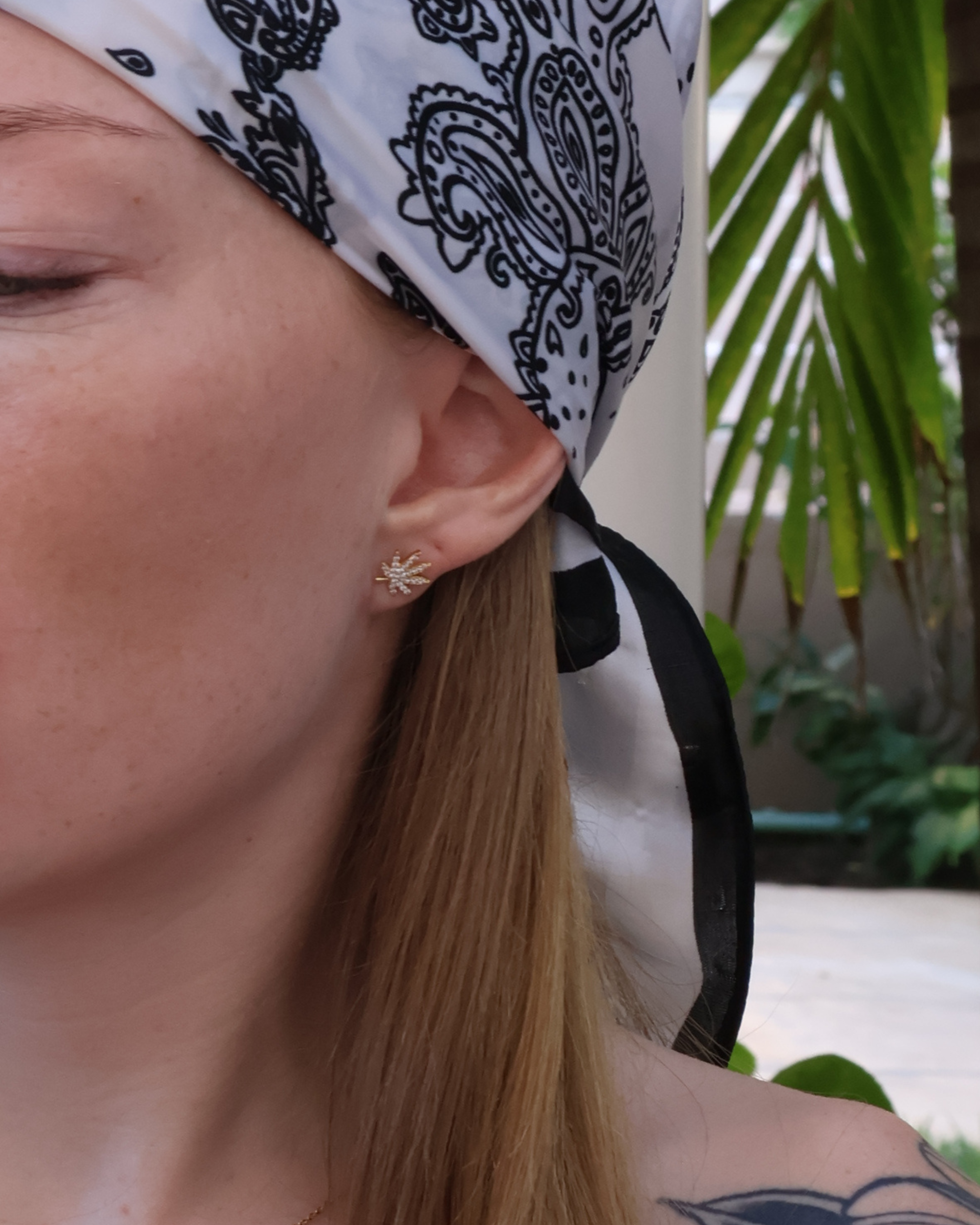 18K Gold Cannabis Leaf Earrings