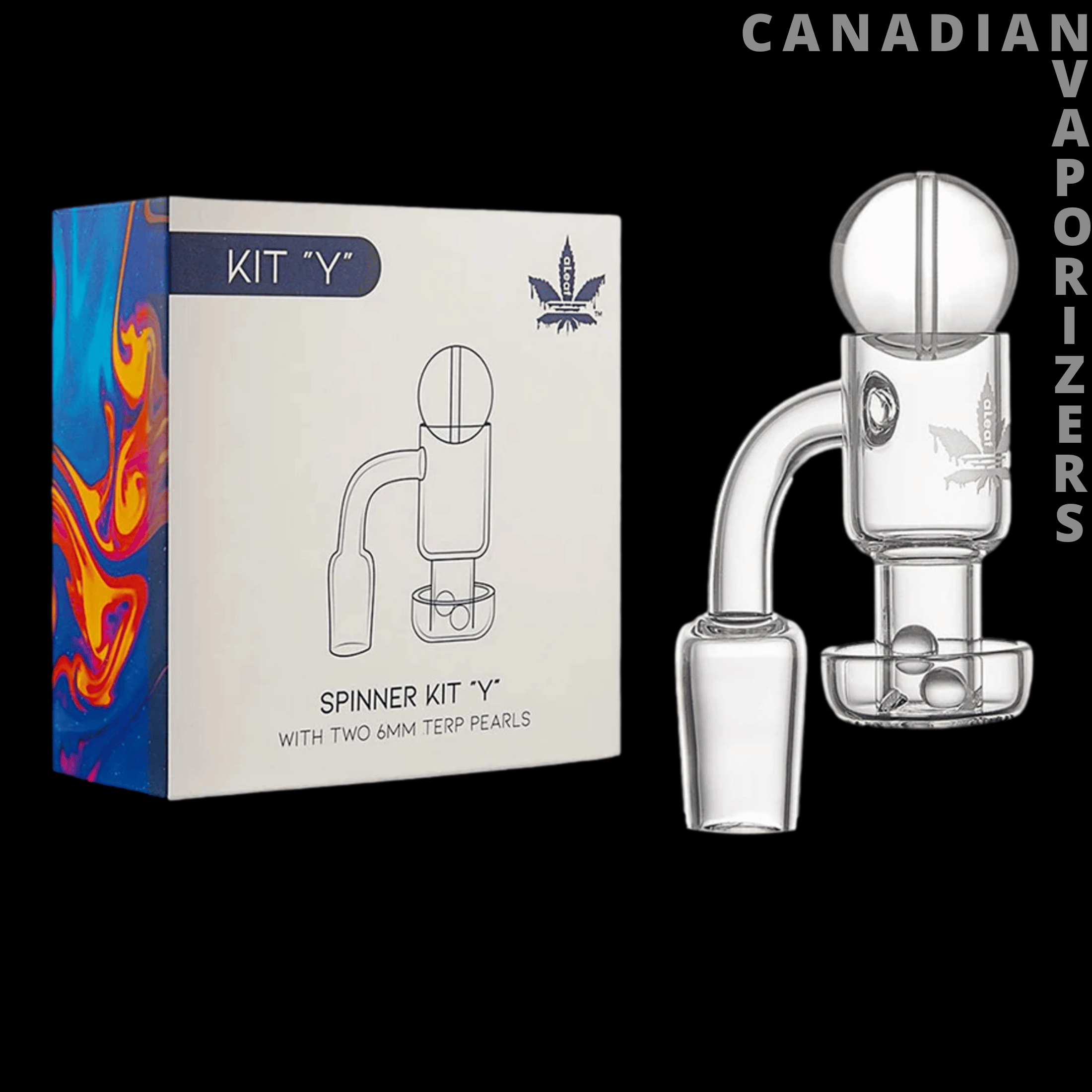 ALeaf Terp Slurper Quartz Banger Kit – 14mm Male 90° with Carb Cap &amp; Terp Pearls