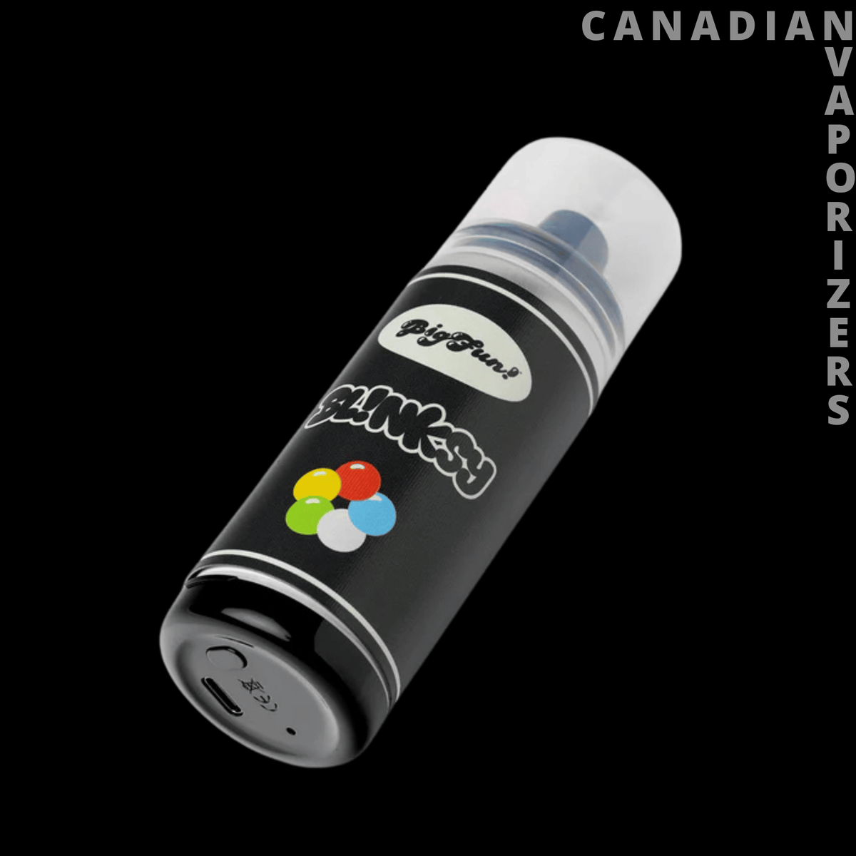 Bigfun! Blinksy 510 Battery - Black cylindrical 510 battery with a translucent white mouthpiece and colorful flower logo.