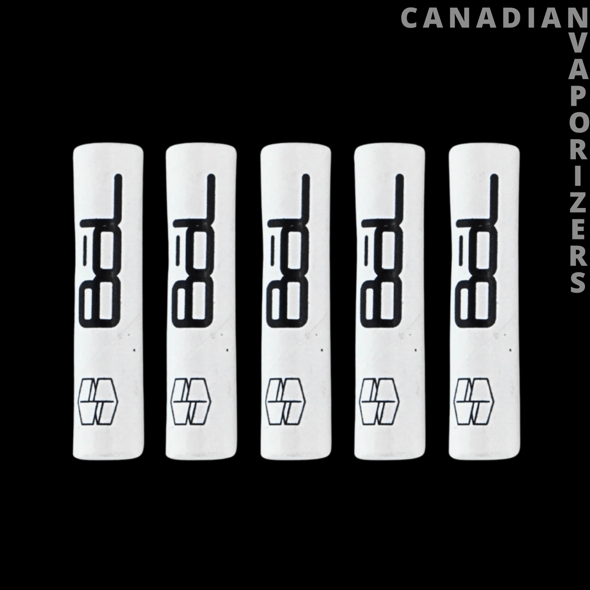 Stache Bol Filters (Pack of 5) - Five white Stache Bol filters with black logos and small geometric symbols, arranged in a row.