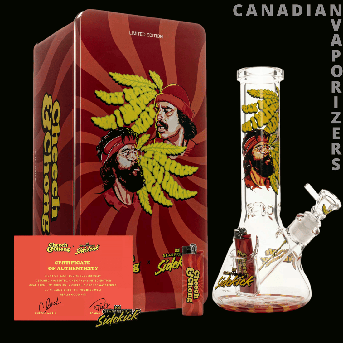 Cheech And Chong 12" 7mm Thick Parked Sidekick Water Pipe (Limited Edition of 420)