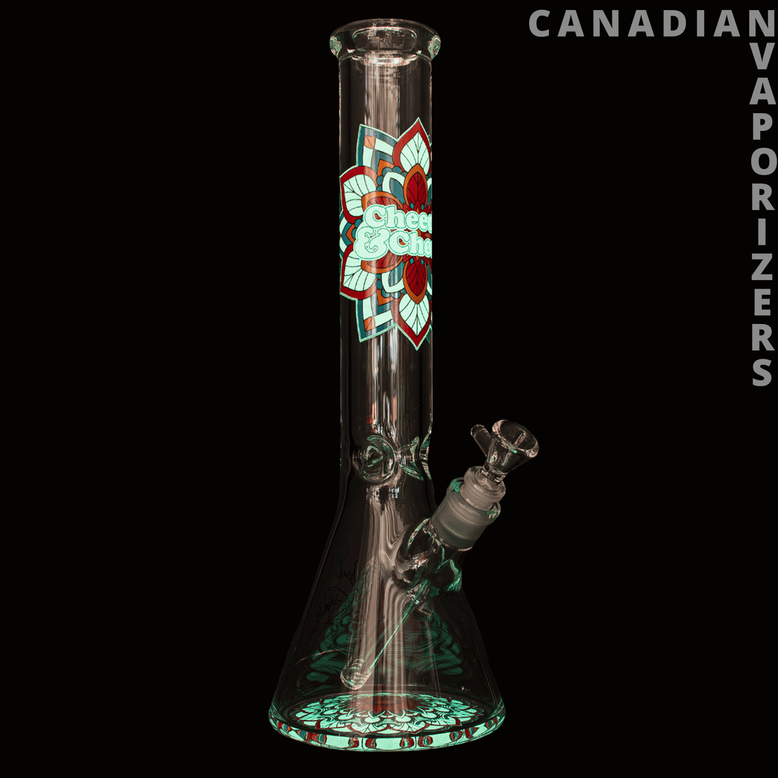 Cheech And Chong Glass 15&quot; 7mm Thick Mandala Glow-in-the-Dark Water Pipe