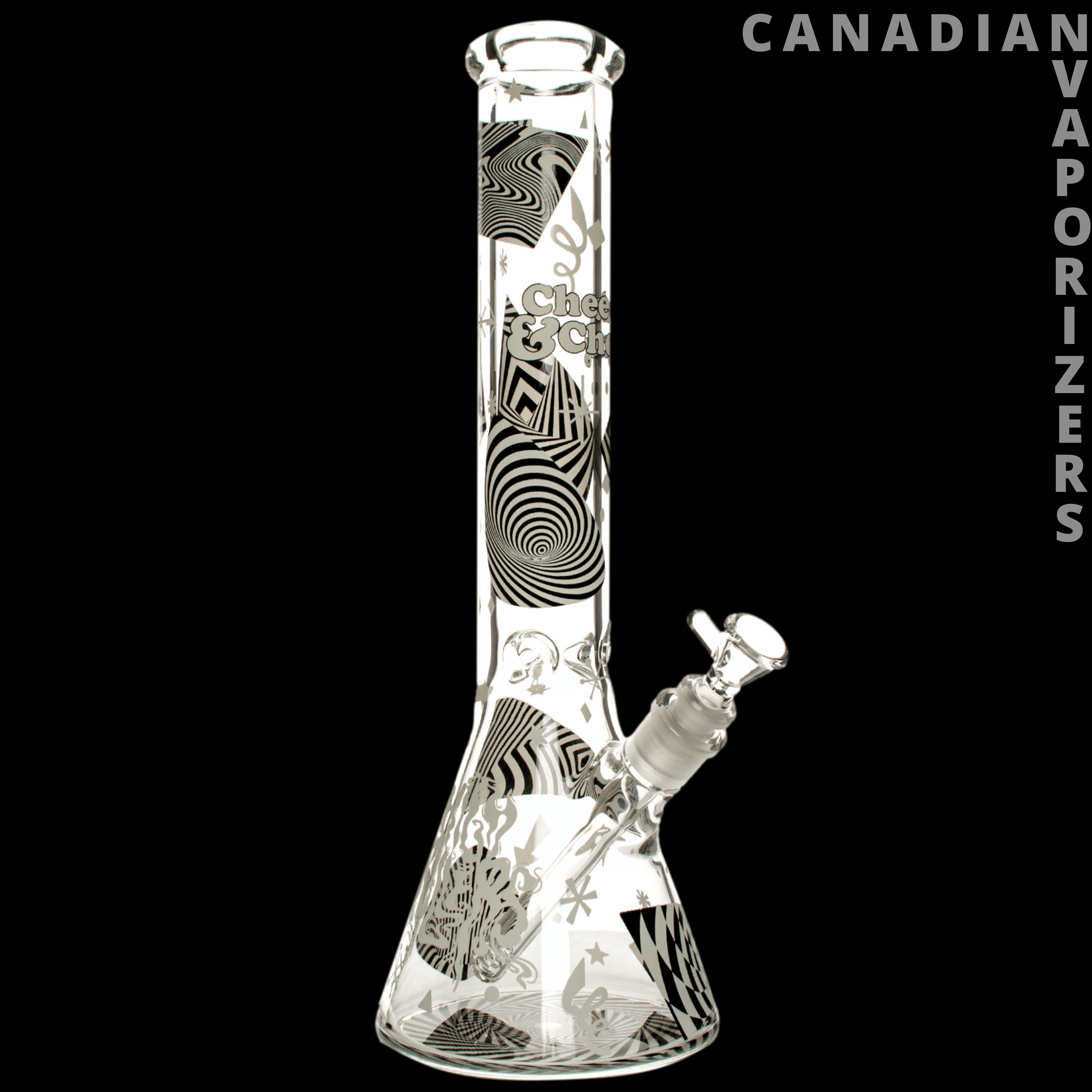 Cheech &amp; Chong Glass 7mm Thick Optical Illusion Glow-in-the-Dark Water Pipe