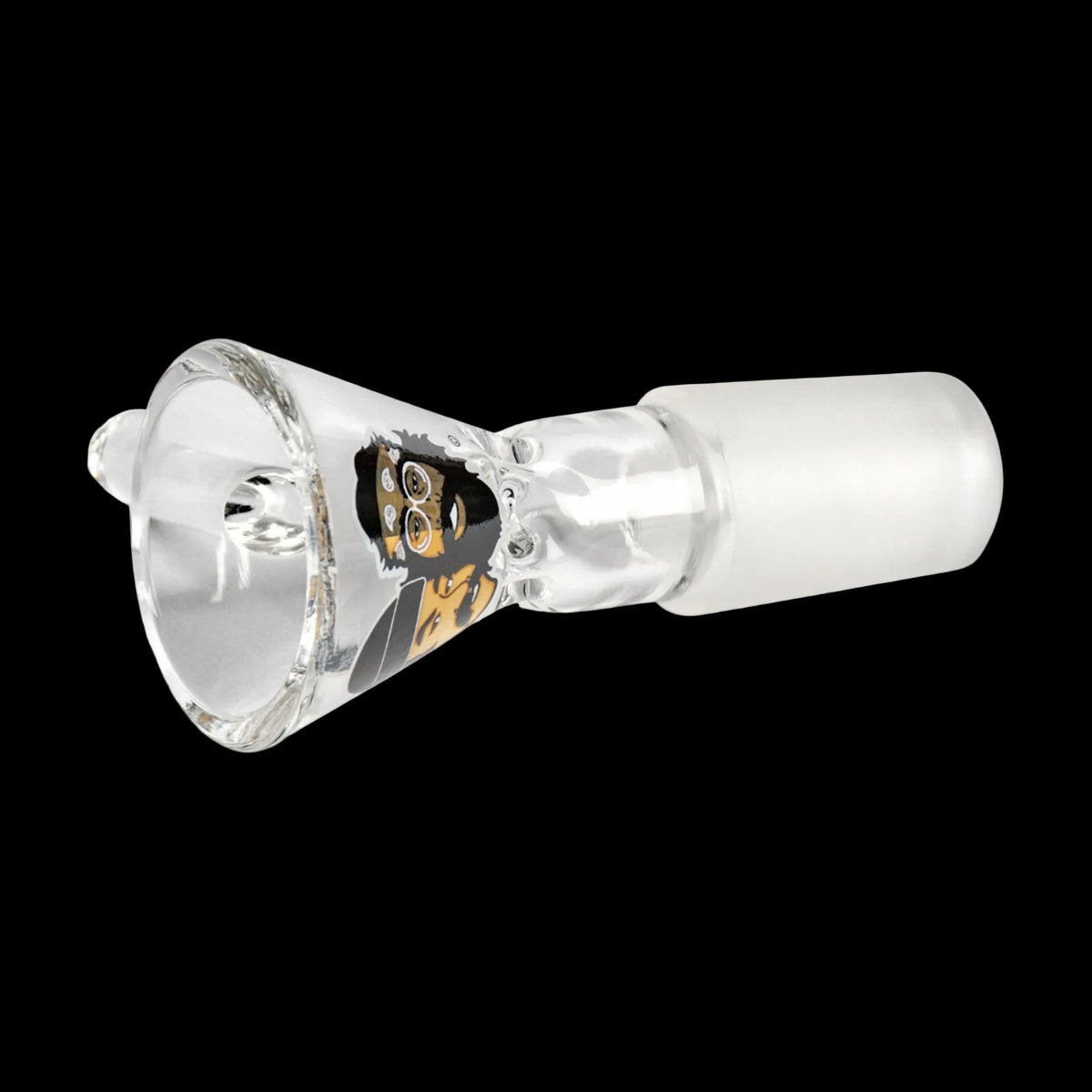 Cheech &amp; Chong 14mm Pull-Out - Clear glass 14mm pull-out bowl with a flared round bowl and Cheech &amp; Chong logo decal.