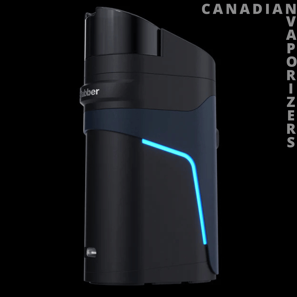 Dr Dabber Ghost 2 Vaporizer - Black Dr. Dabber Ghost 2 vaporizer with a curved matte body and glowing blue accent line.