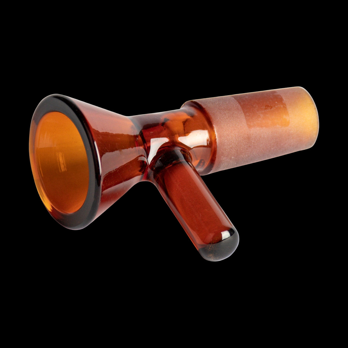Gear Premium 14mm Extra Thick Cone Pull-Out - Amber glass cone pull-out bowl with a thick cylindrical handle and angled side stem.