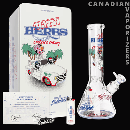 Cheech &amp; Chong 12" 7mm Thick Happy Herbs Sidekick Water Pipe (Limited Edition of 420)
