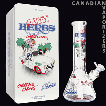 Cheech &amp; Chong 12" 7mm Thick Happy Herbs Sidekick Water Pipe (Limited Edition of 420)