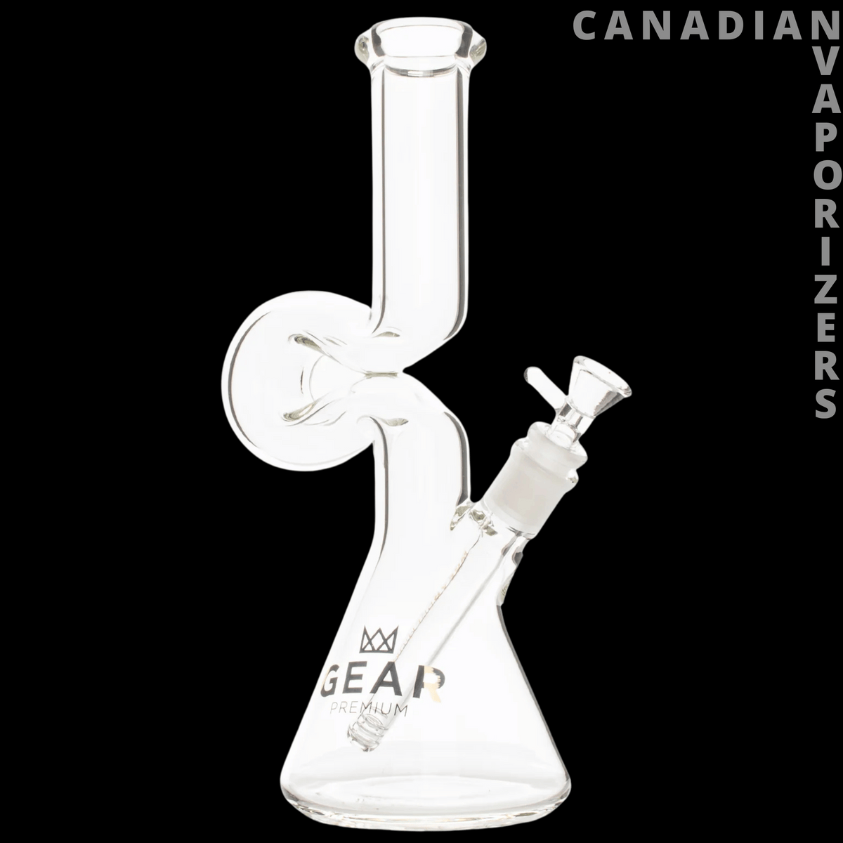 Gear Premium 12" Loopy Water Pipe - Clear 12-inch glass water pipe with a looping chamber, flared base, and angled bowl.