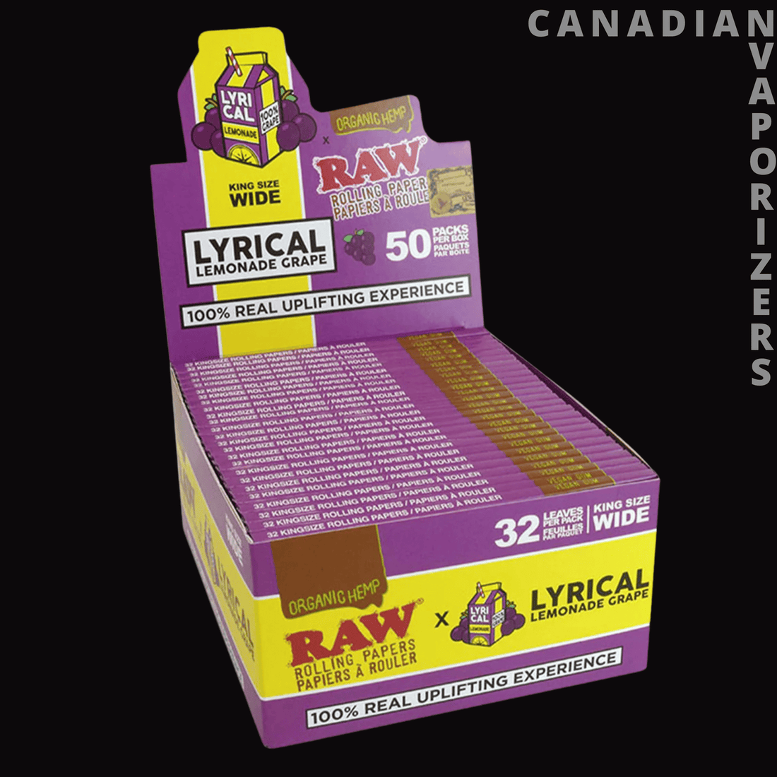 Raw Grape King Size Wide Rolling Papers (Display of 50)